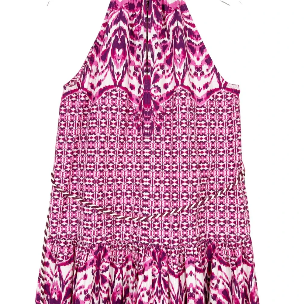 Calypso St Barth Brigitte Batik Magenta Print Maxi Dress Medium